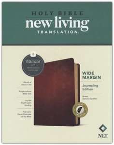 NLT Wide Margin Bible filament enabled brown genuine leather INDEXED 8 point font