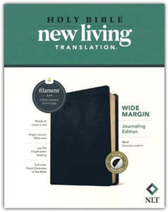 NLT Wide Margin Bible filament enabled black genuine leather INDEXED 8 point font