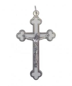 Gifts: Crucifix Pendant White 60mm metal