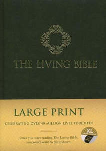 Living Bible Large Print Edition Green Padded Hardcover INDEXED 10 point font