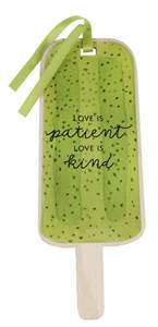 Children: Love is Patient Lime Green Popsicle Wood Bookmark - 1 Corinthians 13:4