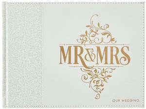 Gifts: Mr and Mrs Wedding Guest Book White Lace