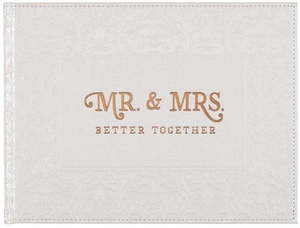 Gifts: Mr and Mrs Wedding Guest Book Medium White Faux Leather