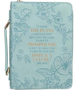 Plans to Prosper You Teal Faux Leather Fashion Large Bible Cover – Jeremiah 29:11