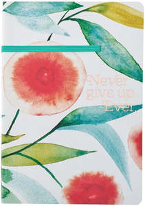 Never Give Up Orange Blossoms Flexcover Journal With Elastic Closure