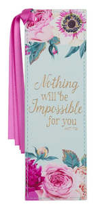 Nothing Will Be Impossible Mint Green Floral Faux Leather Bookmark - Matthew 17:20