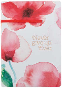 Never Give Up Coral Poppies Flexcover Journal with Elastic Closure