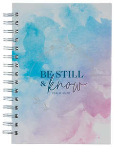 Be Still and Know Pink and Blue Watercolour Large Spiral Journal - Psalm 46:10
