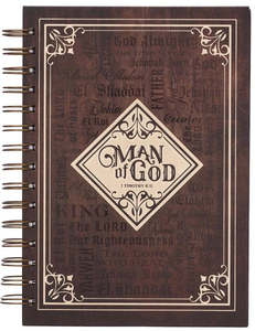 General: Man Of God Large Spiral Journal in Brown - 1 Timothy 6:11
