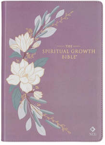 NLT Spiritual Growth Bible Plum Floral Faux Leather 9 point font