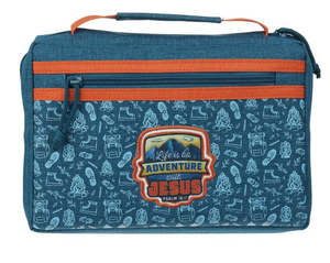 Adventure with Jesus Teal and Orange Fashion Medium Bible Cover - Psalm 16:11