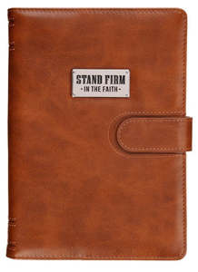 Stand Firm in the Faith Honey-Brown Faux Leather Journal Cover with Magnetic Clo&hellip;