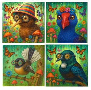 Gifts: Kiwiana Ceramic Coasters Set of 4