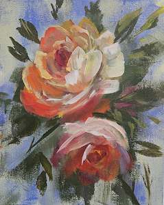 Small Original Heritage Rose Painting #22