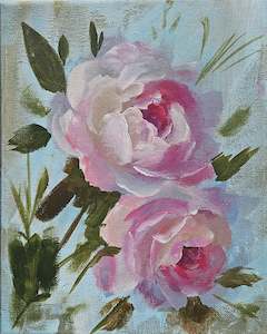 Small Original Heritage Rose Painting #19