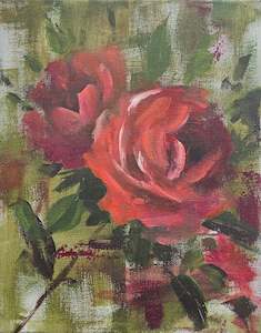 Small Original Heritage Rose Painting #18