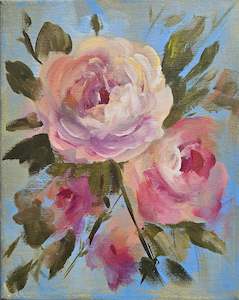 Small Original Heritage Rose Painting #16