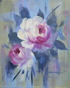 Small Original Heritage Rose Painting #15