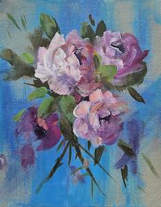 Small Original Heritage Rose Painting #12