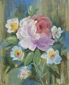 Small Original Heritage Rose Painting #10