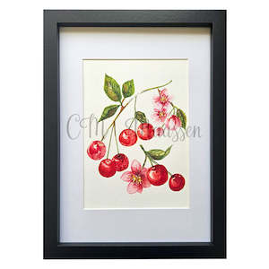 Watercolour Cherries - Framed
