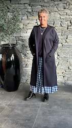 Longline Coat - Navy Organic Cotton