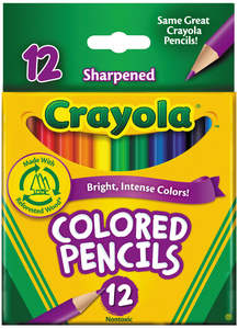 Wheels: Crayola Half Size Coloured Pencils 12 Pack