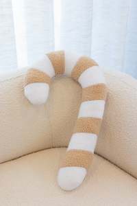 Beige Candy Cane Christmas Cushion