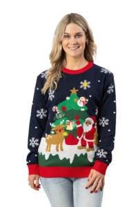 Ladies Christmas Jumpers: Women's Light Up Santa's Tree Jumper