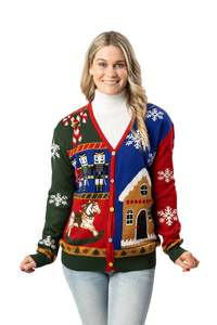Ladies Christmas Jumpers: Women's Vintage Patchwork Christmas Cardigan