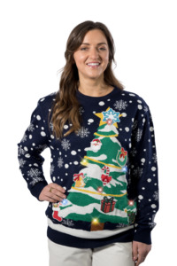 Ladies Christmas Jumpers: Women's Light Up Christmas Tree Jumper