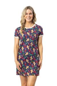Christmas Pyjamas: Women's Luxe Bamboo Jolly Gingerbread Christmas Nightie