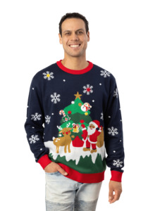 Mens Christmas Jumpers: Men's Light Up Santa's Tree Jumper