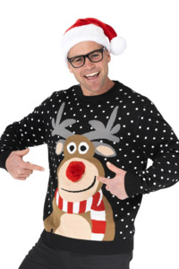 Mens Christmas Jumpers: Men's 3D Rudolph Christmas Jumper