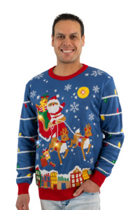 Mens Christmas Jumpers: Men's Light Up Christmas Sleigh Jumper