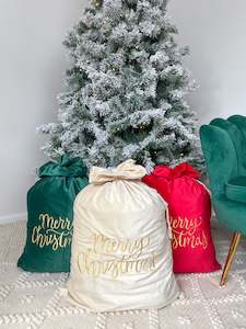 sack: Luxe Velvet Embroidered Santa Sacks