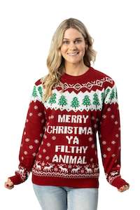Ladies Christmas Jumpers: Women's Filthy Animal Christmas Jumper
