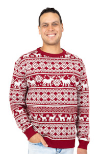 Mens Christmas Jumpers: Men's Red Fair Isle Christmas Jumper