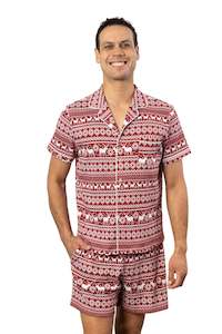 Mens Christmas Pjs: Men's Luxe Jersey Cotton Fair Isle Christmas Pyjamas