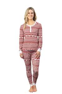 Ladies Christmas Pjs: Women's Luxe Fair Isle Christmas Long Johns