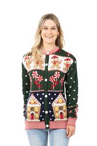 Ladies Christmas Jumpers: Women's Candyland Christmas Cardigan