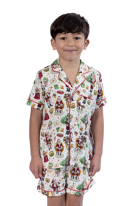 Childrens Christmas Pjs: Children's Luxe Traditional Santa Christmas Pyjamas
