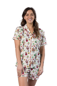 Ladies Christmas Pjs: Women's Luxe Bamboo Traditional Santa Christmas Pyjamas