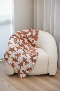 Christmas Blanket: 100% Cotton Gingerbread Christmas Blanket