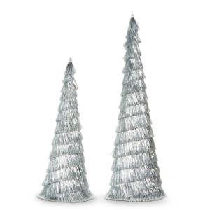 Tree Toppers 1: Silver Tinsel Trees - Set of 2