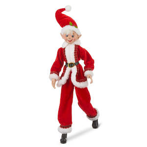 Raz Collection: Red Posable Elf dressed in a Santa Suit