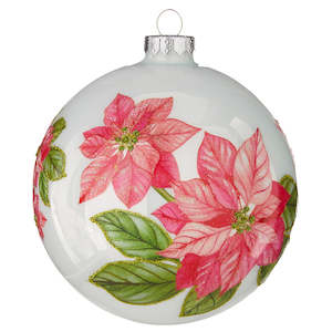 Poinsettia Stem Hanging Bauble
