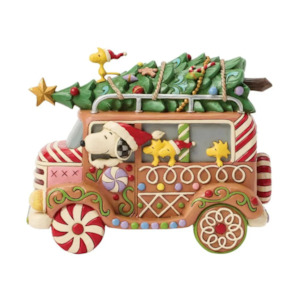 Peanuts by Jim Shore -  Peanuts Snoopy and Friends in their Gingerbread Van