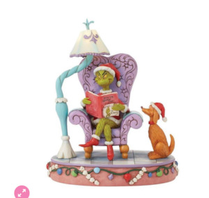 Heartwood Creek And Department 56 Range: Jim Shore- The Grinch - Reading in his reading Chair