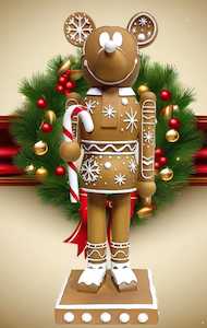 Gingerbread Peppermint And Candy Range: Gingerbread Themed Mickey Mouse holding a Candy Cane